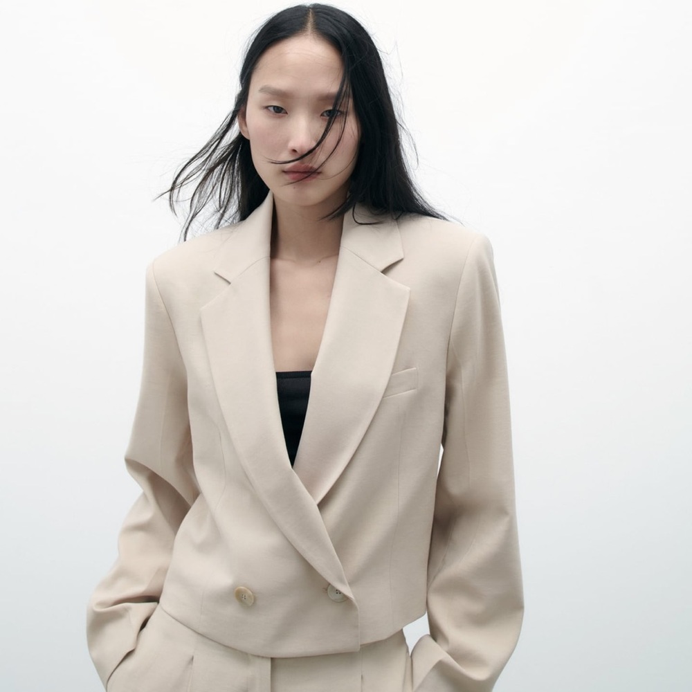 Zara double breasted cropped blazer